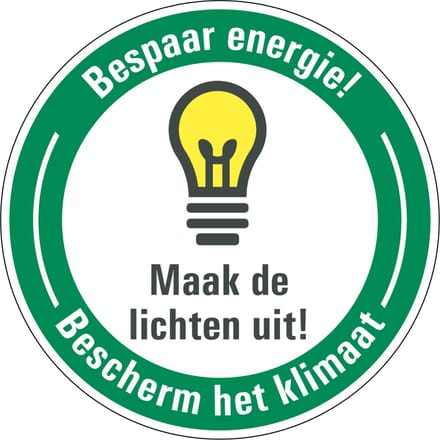 Energie besparen sticker maak lichten uit 200 mm