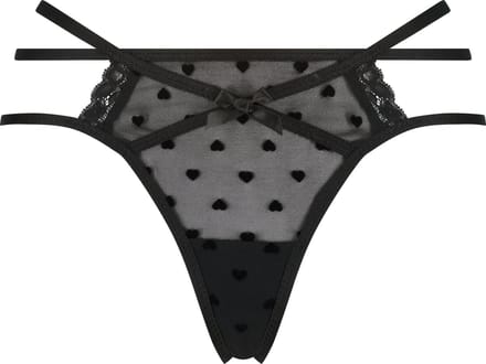 Hunkemöller Dames Lingerie String Melda - Zwart - maat 3XL