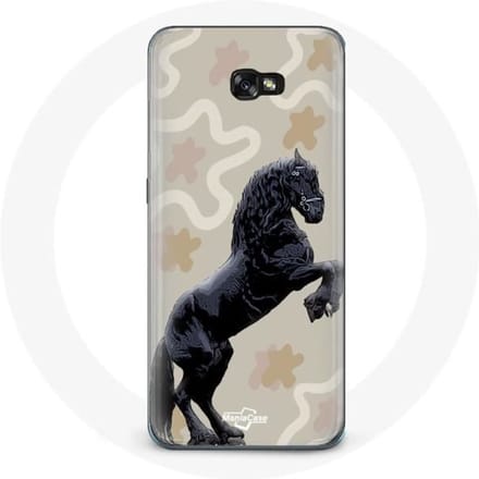 Coque - Samsung - Galaxy A8 2016 - Noir - Souple - Race de cheval noir