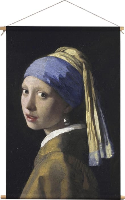 Meisje met de parel | Textieldoek | Textielposter | Wanddecoratie | 60CM x 90CM” | Schilderij