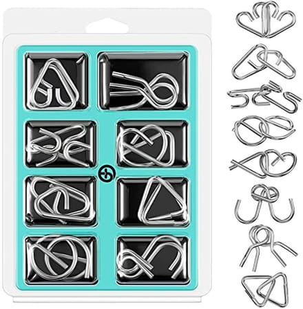 Metalen Puzzels - Hersenkrakers Set - Mentale Training - 8 Unieke Ontwerpen - 8 Stuks - Metaal