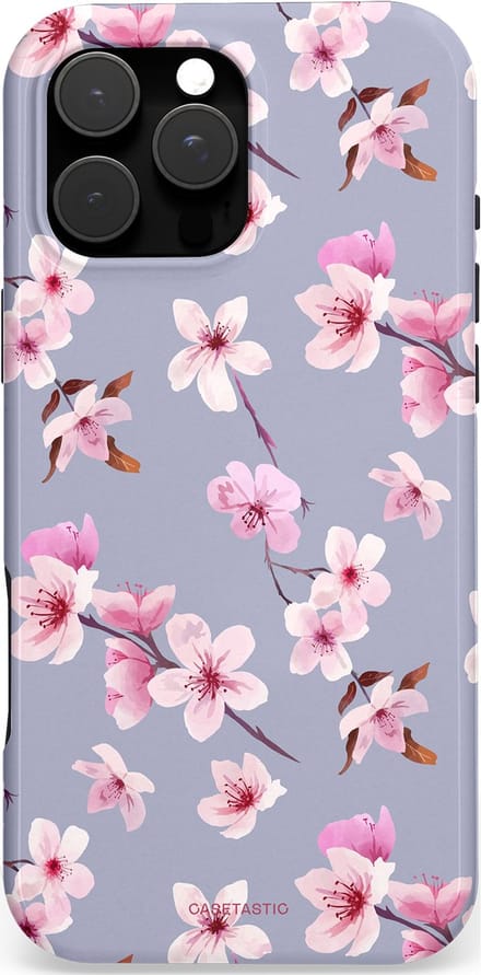 Casetastic hoesje geschikt voor Apple iPhone 16 Pro Max - MagSafe - Dubbellaagse bescherming - Bloemsem Bries - Fashion Case - Zilver Lichtroze Lila