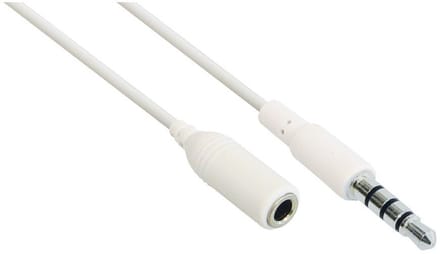 3,5mm Jack 4-polig (m) - 3,5mm Jack 3-polig (v) adapter - wit - 0,10 meter