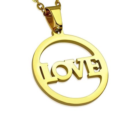 Montebello Ketting Asal - 316L Staal - Tekst - Liefde - 19x25mm - 45cm