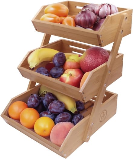 Bamboe Fruitmand met 3 Niveaus - Ruimtebesparend en Luchtig Fruitdisplay
