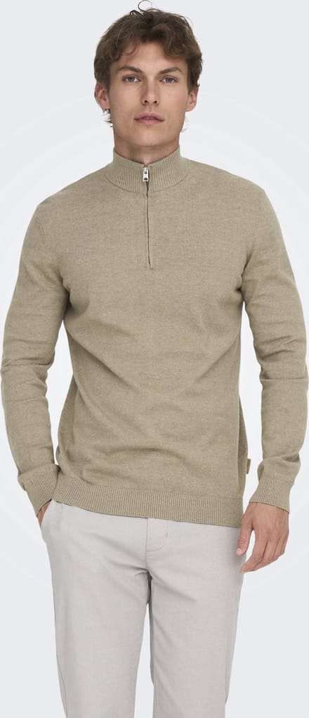 ONLY&SONS - ONSLOUI REG 12 MEL HALF ZIP KNIT NOOS - Heren - Gebreide truien