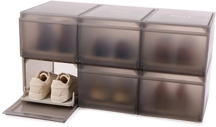 Joseph Joseph uitschuifbare schoenenboxen 6 stuks - Grijs - Stapelbaar | Uitschuifbaar