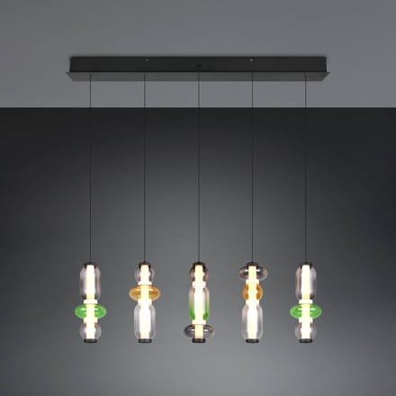 Trio Lighting LED hanglamp Minerva, lengte 100 cm, kleurrijk, glas, CCT dimbaar