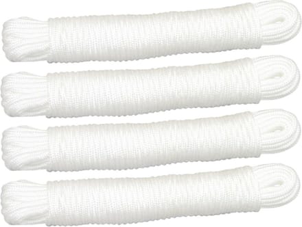 AMIG Touw - 4x - 10 meter - D3mm - polypropyleen - 50 kg - wit - waslijn - tuin