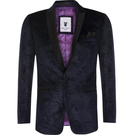 Marine fluwelen paisley blazer dinerjack voor heren