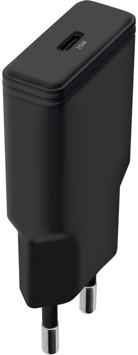 Mobiparts GaN Wall Charger USB-C 20W Flat - Zwart (with PD)