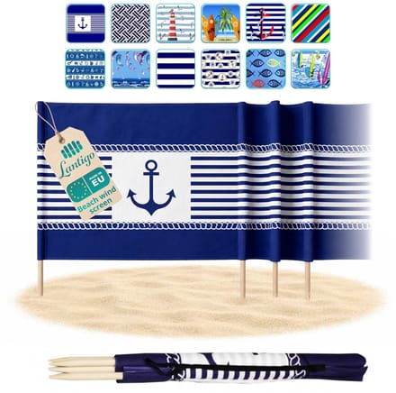 Lantigo Strandscherm Anclas Azules 14m | Windscherm Strand Microvezel UV-bestendig 80 cm
