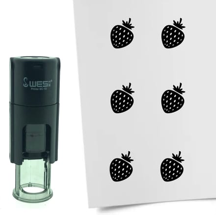 CombiCraft Stempel Aardbei 10mm rond - Zwarte inkt