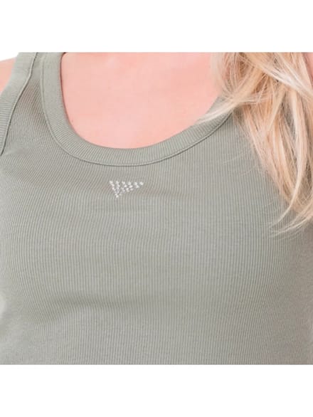 GUESS Sl Triangle Bling Ri Mossy Green Maat: S | Mouwloze Tops Outlet | Dames | Groen