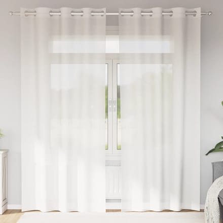 vidaXL - Gordijnen - voile - met - doorvoertules - 2 - st - wit