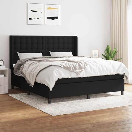vidaXL - Boxspring - met - matras - stof - zwart - 160x200 - cm