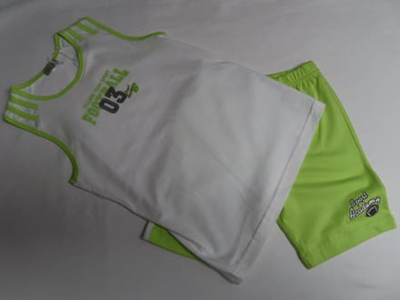 Ensemble - Jongen - Mouwloos - Wit /lime - Football - 6 jaar 116
