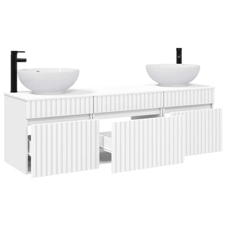 vidaXL - Badkamerkast - set - 3 - st - Wit - 157 - x - 44,5 - x - 80 - cm - Bewerkt - hout