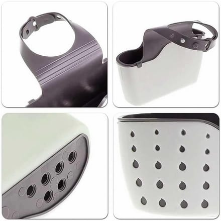 Hangmand voor gootsteen, sponshouder, kraan met houder, organizer (grijs)