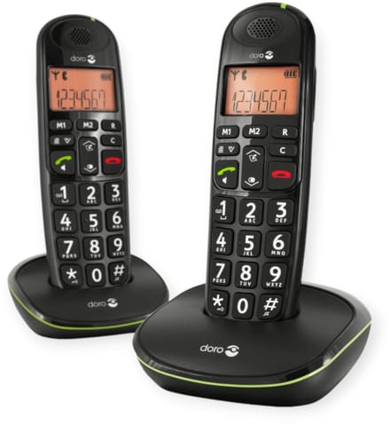 Doro PhoneEasy 100W - Duo DECT telefoon - Zwart
