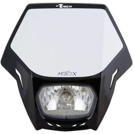 Plaque phare avec optique RTech Matrix noir blanc pour moto enduro R-MASKNR00007