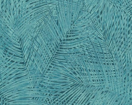 GROEN BLAUWE PALMBLADEREN BEHANG - AS Creation Sumatra