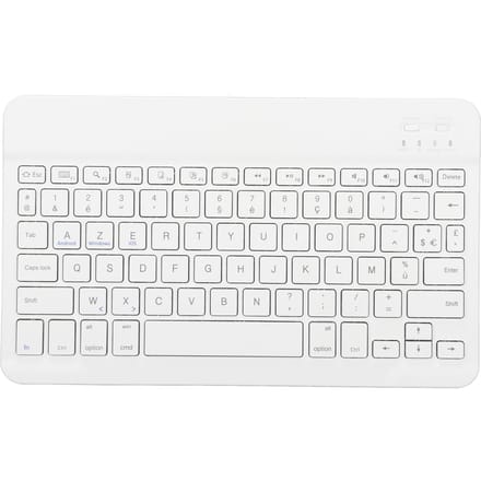 Clavier sans fil Bluetooth AZERT fin et étanche de 10 pouces, style ciseaux, pour blanc