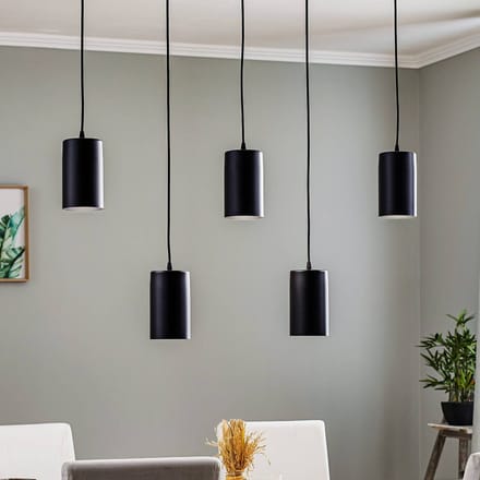 TEMAR LIGHTING Hanglamp ZW Tube 170, 5-lamps, zwart