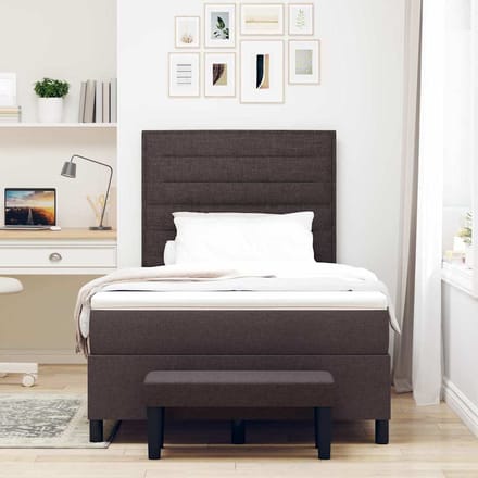 vidaXL - Boxspring - bed - met - hoofdeinde - Donkerbruin - 120 - x - 190 - cm - Stof