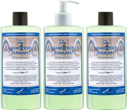 Handzeep Hamam 500 ml - set van 3 stuks - met gratis pomp - Voordeelverpakking