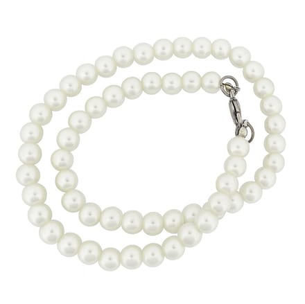 Korte basic parelketting - damescollier - met slotje - 45 cm - 8mm witte glasparels