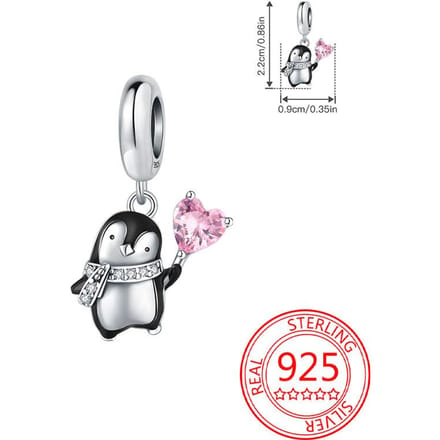Composants de Perles Charme en Métal Cuivre Composants de Perles Pendentif Authentique Original Cœur Rose Pingouin Composant de Perle Composants de Perles Compatible Avec white