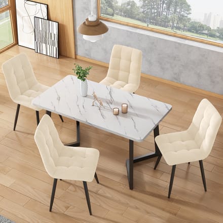 MODFU Eetkamerstoel set van 4, velvet gestoffeerd, metalen poten, modern ontwerp