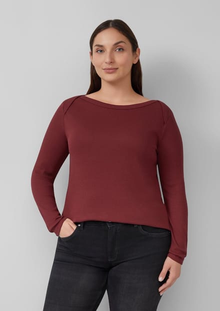 s.Oliver - female - Slim fit shirt met boothals en elastische jerseystof