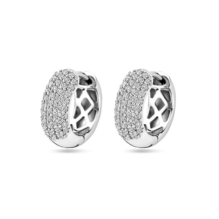 Zilver Gerhodineerd Klapoorringen Zirkonia 16 Mm 1339470