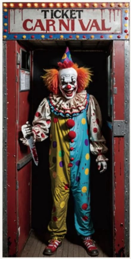 Horror Clown Deurgordijn - Decoratie Halloween - 98 x 200 cm