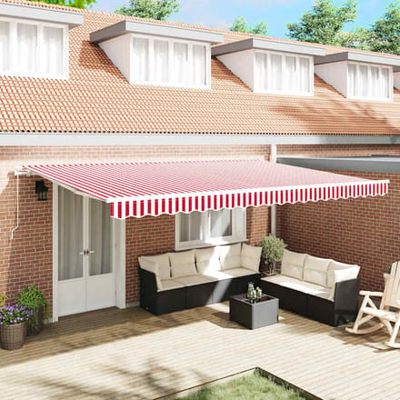vidaXL - Uitschuifbare - luifel - Rood - en - Wit - 500 - x - 300 - x - 165 - cm