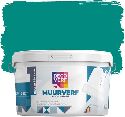 Decoverf muurverf mat aquagroen, 2.5L