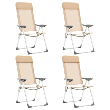 vidaXL - Campingstoelen - 4 - st - inklapbaar - aluminium - crèmewit
