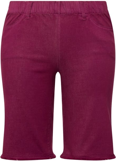 Ulla Popken - Dames - Bermuda gerafelde zoom elastische tailleband - Magnoliarood - Maat 60