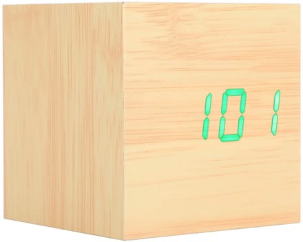 Allecto - Houtnerf Digitale Wekker - LED Wekker - Spraakgestuurd - Groen - USB Aansluiting - Nachtkastje - Creatief Design