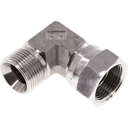 G 3/4'' M/F RVS L-Fitting 90graden 175 Bar - Hydrauliek - FL2E-MF-S-034G-I