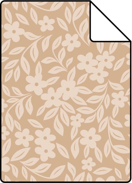 Proefstaal ESTAhome behang bloemetjes warm beige - 26.5 x 21 cm - 131444-S