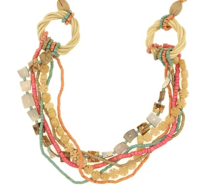 Behave Dames Ketting - Hout En Schelp Multi Kleur Lange Ketting - 84 cm - Nikkelvrij