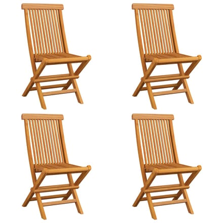 vidaXL - Inklapbare - stoelen - 4 - st - met - crèmewitte - kussens - massief - teakhout
