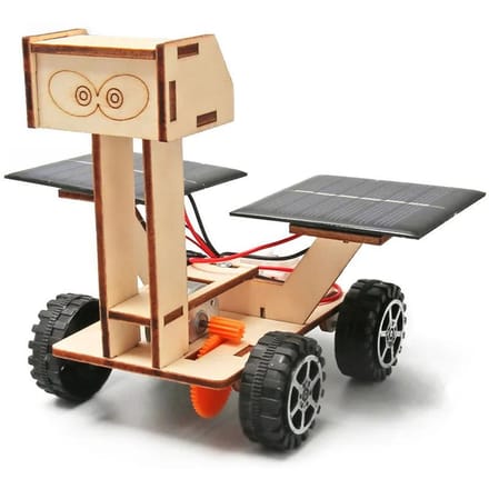 Kit de rover lunaire solaire DIY pour enfants Jouet d'expérience scientifique éducative Modèle à assembler à la main pour enfants beige