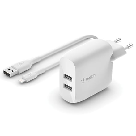 Belkin Boost↑Charge™ Dual USB Wall Charger + Lightning kabel - 24W - Wit
