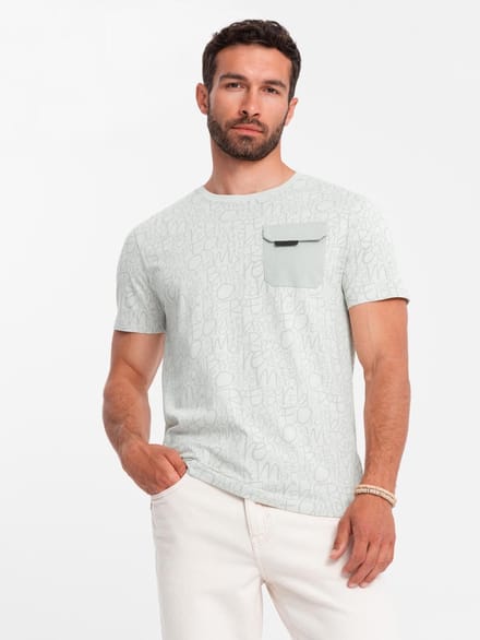 OMBRE T-shirt - Regular Fit - Katoen - Korte Mouw Wit / Lichtmint M