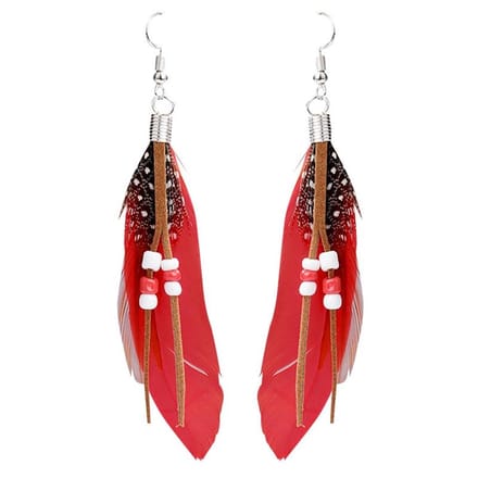 Jomide Oorhangers Boho Veren - Rood