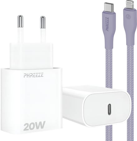 20w snellader met kabel geschikt voor iPhone en iPad met Lightning poort - Usb C adapter set
